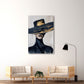 Elegante Frau schwarzer Hut Gold expressiv Wandbild