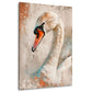 Eleganter weißer Schwan mit Farbspuren Wandbild im Hochformat