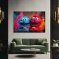 Elmo und Cookie mit Keksen vor bunter Graffiti Wand Wandbild