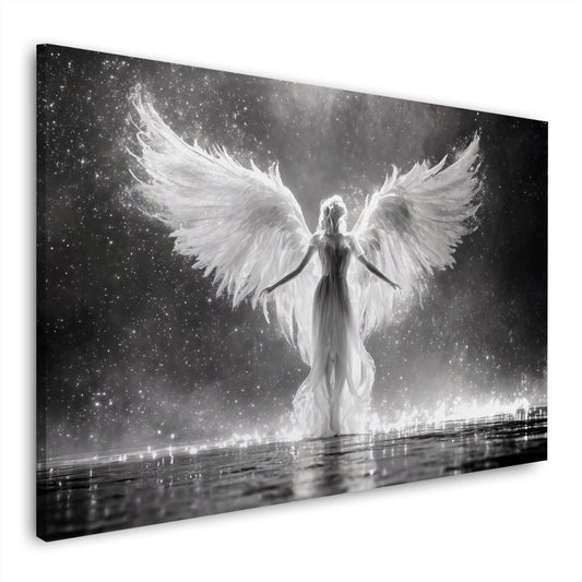 Engel Flügel Licht schwarz weiß Himmel mystisch Wandbild