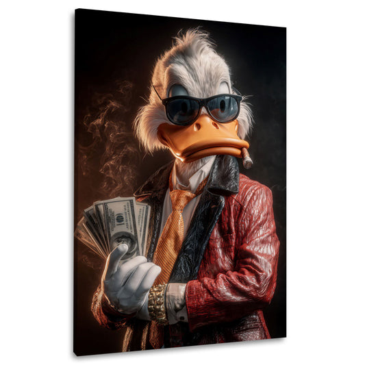 Ente mit Zigarre und Geld im Anzug Erfolg Luxus Wandbild