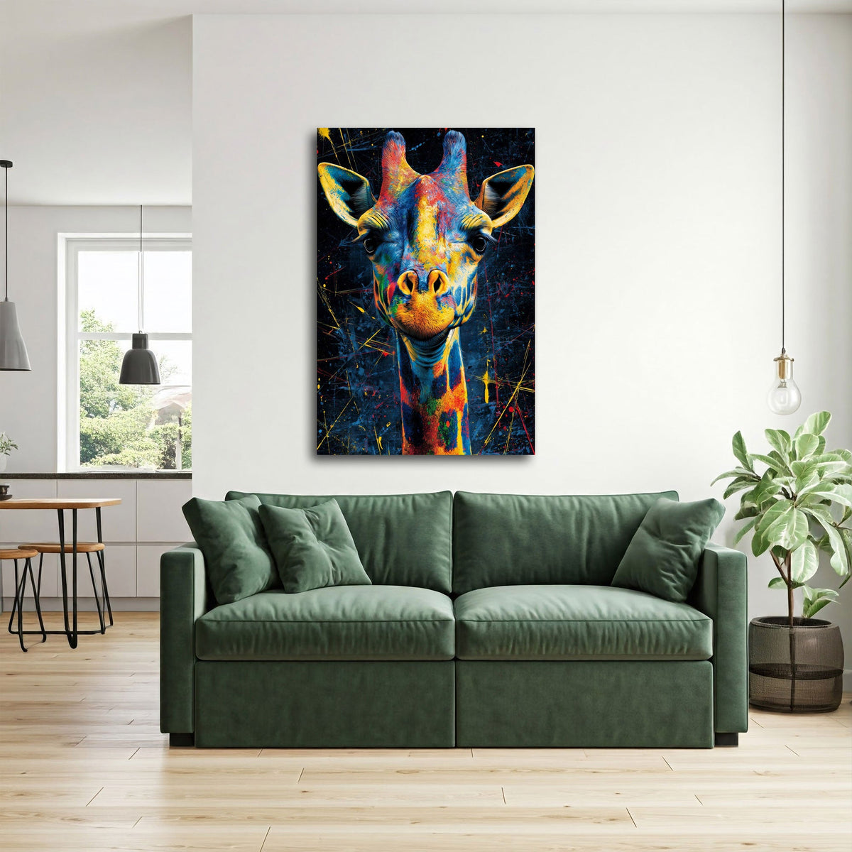 Tier Wandbild im Hochformat an einer Wohnraumwand