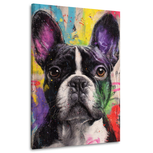 Französische Bulldogge Pop Art Hund modernes Porträt Wandbild