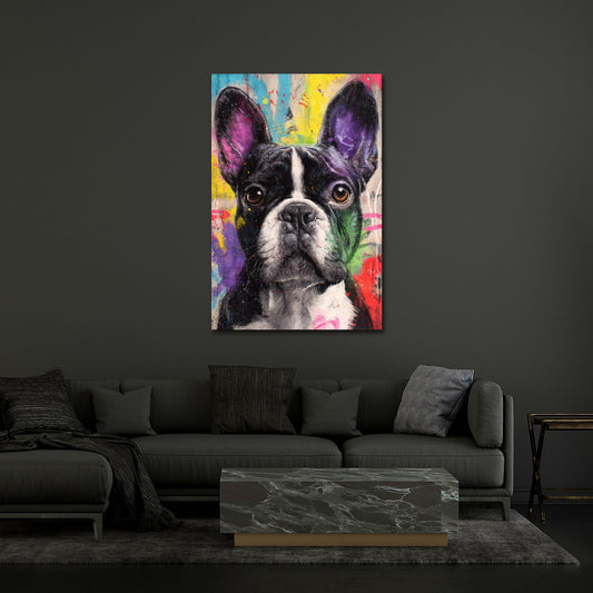Französische Bulldogge Pop Art Hund modernes Porträt Wandbild