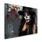 Frau mit Totenkopf Make-up und Zylinder Gothic Wandbild