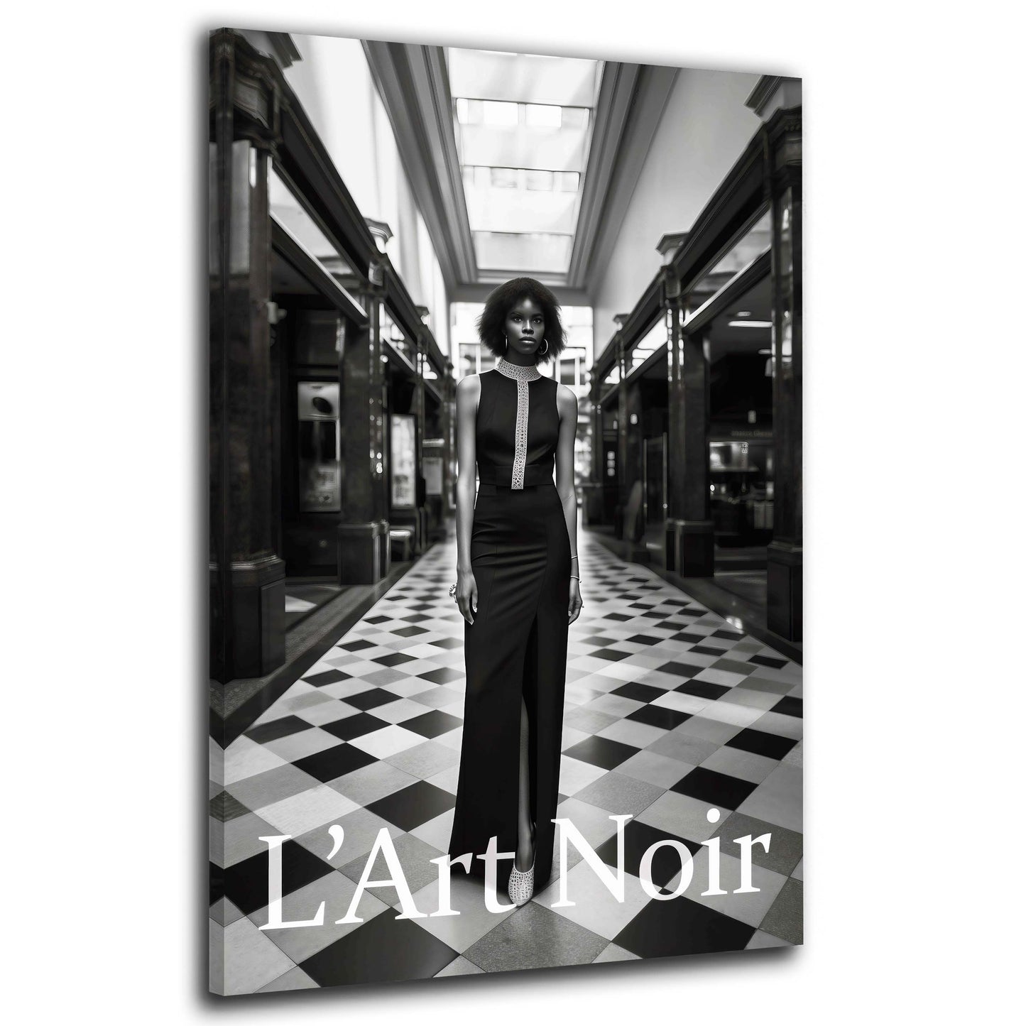 Frau Mode L’Art Noir elegantes Kleid schwarz weiß Galerie Wandbild