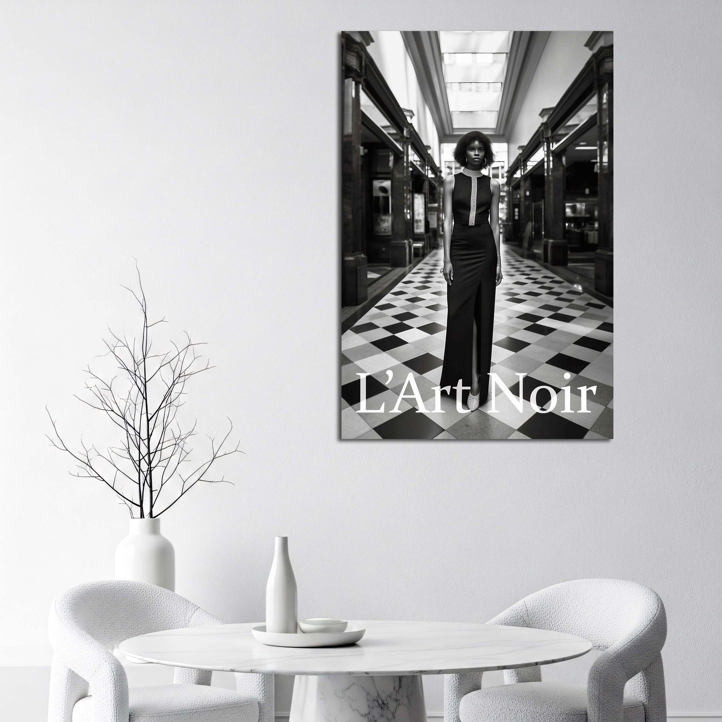 Frau Mode L’Art Noir elegantes Kleid schwarz weiß Galerie Wandbild