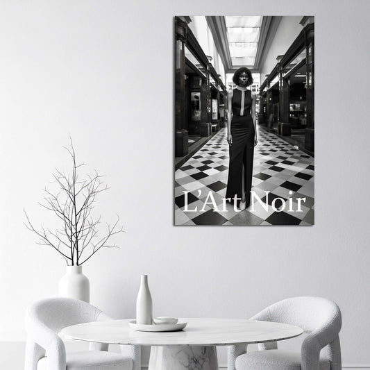 Frau Mode L’Art Noir elegantes Kleid schwarz weiß Galerie Wandbild