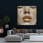 Frauenportrait goldene Texturkunst expressiv Wandbild