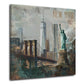 Freiheitsstatue in New York mit Brooklyn Bridge urbanes Wandbild