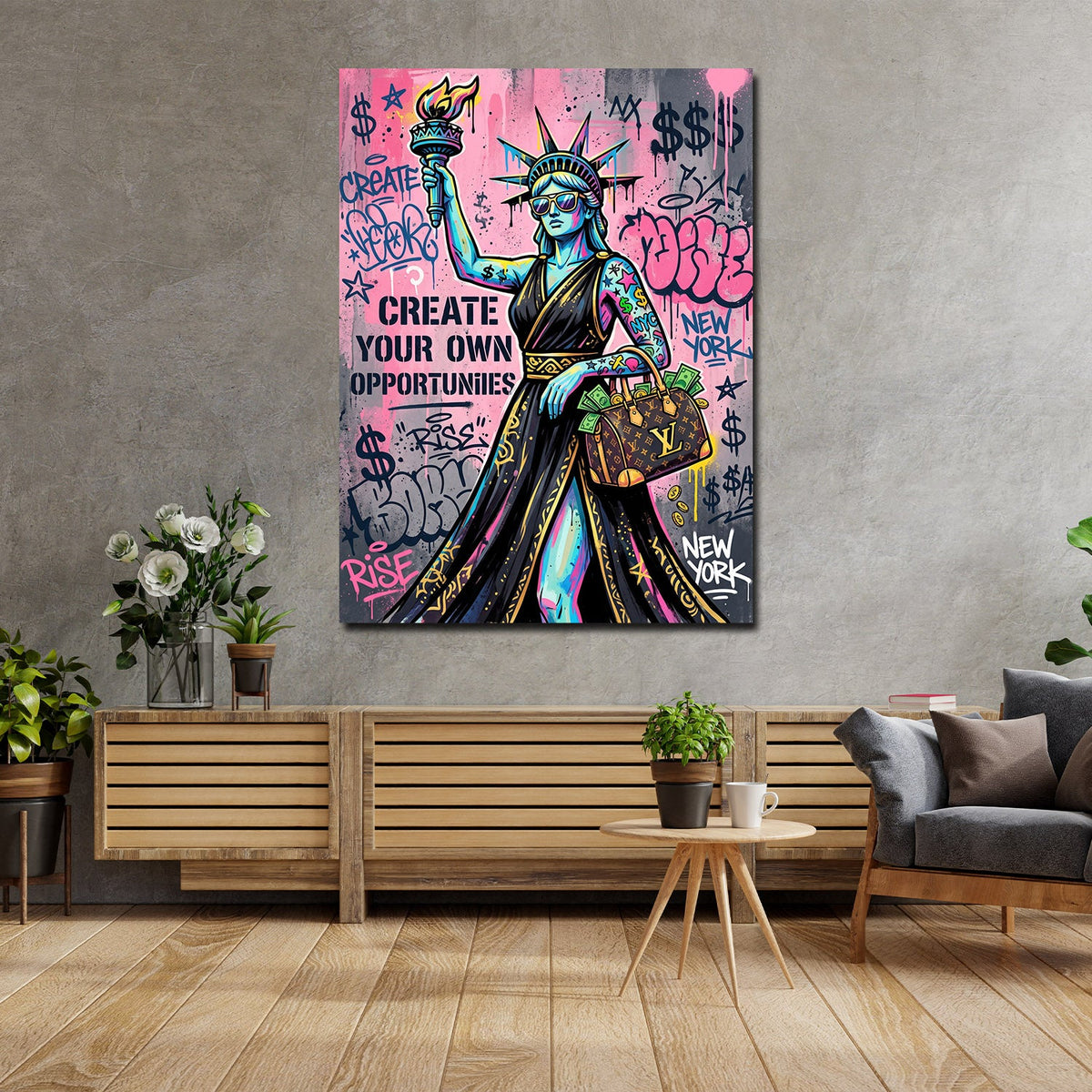 Freiheitsstatue New York USA Pop Art Wandbild an der Wand im Raum