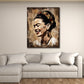Frida Frauenporträt mit Blumen im Haar im Vintage Kunststil Wandbild