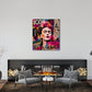 Frida mit Blumenkranz im bunten Pop Art Stil Wandbild
