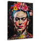 Frida mit Blumenkranz als bunte Collage Wandbild im Hochformat