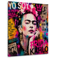 Frida mit Blumenkranz als bunte Street Art Collage Wandbild