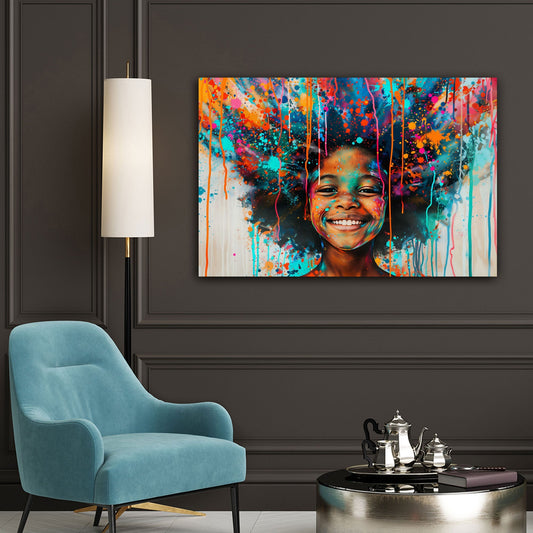 Kind Aquarell Wandbild im Kinderzimmer