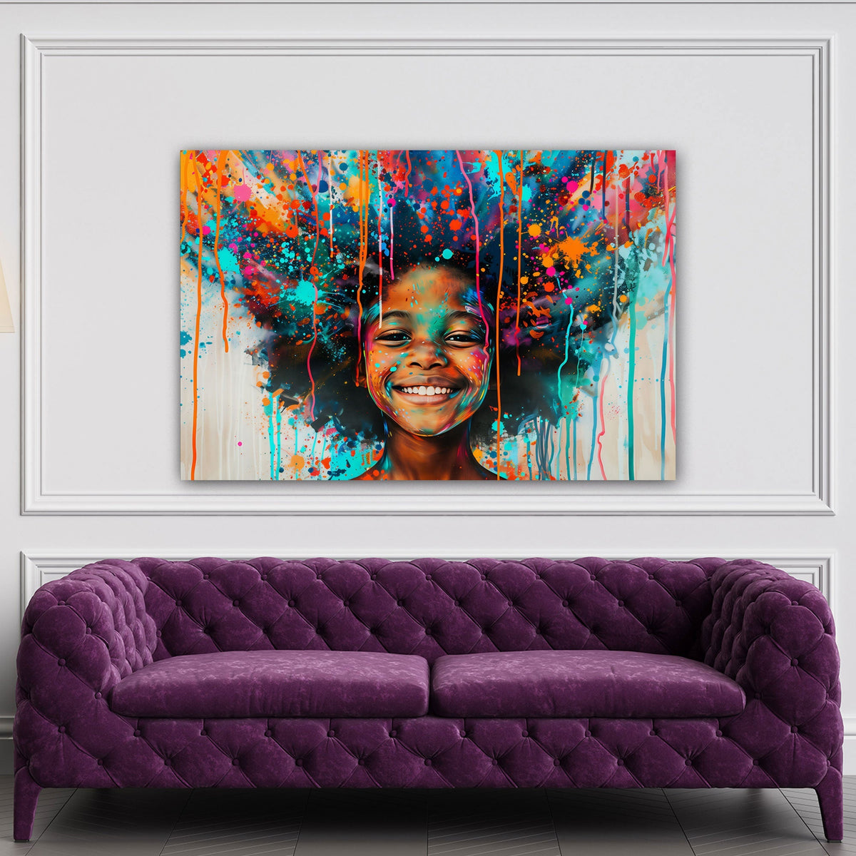 Kind Wandbild in zarten Farbverläufen im Raum