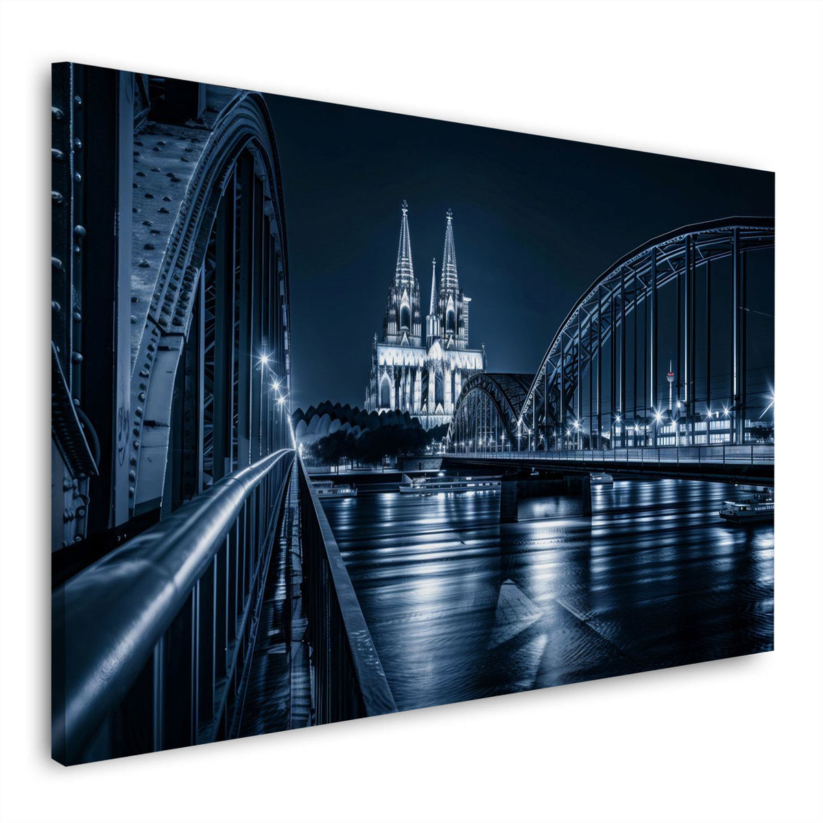 Fußweg auf der Brücke mit Blick auf den Kölner Dom Wandbild