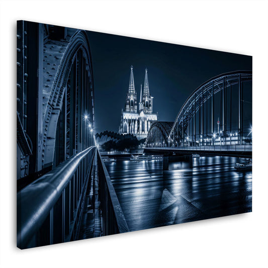 Fußweg auf der Brücke mit Blick auf den Kölner Dom Wandbild