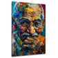 Gandhi Porträt mit Farbspritzern Wandbild im Hochformat