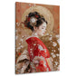 Geisha Porträt im Kimono mit Blüten im Haar elegantes Wandbild