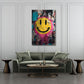Gelbes Emoji auf Collage Wand im Graffiti Stil Wandbild