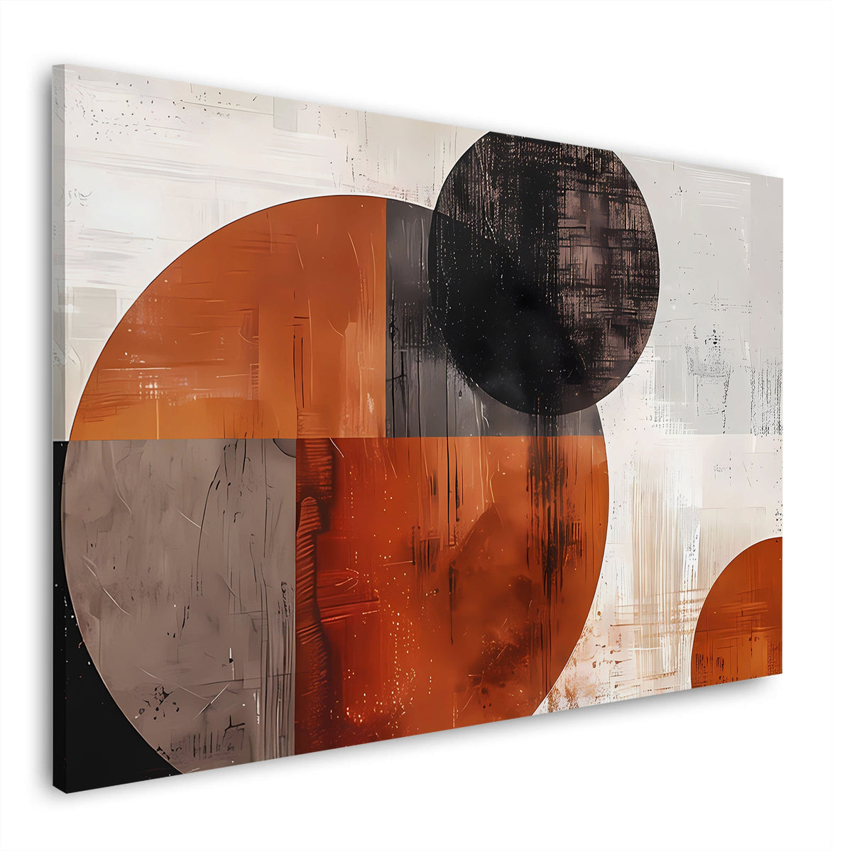 Geometrische Kreise in Orange & Braun – Wandbild