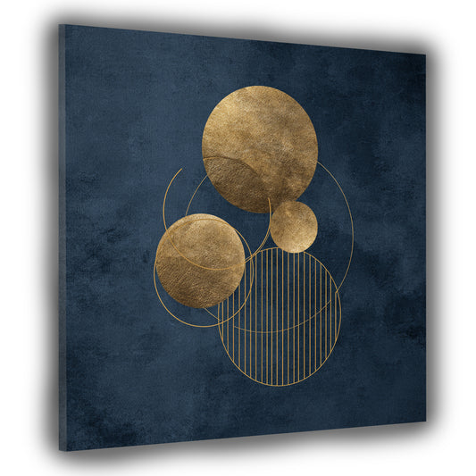 Minimalistisch geometrische Kunst gold blau Wandbild