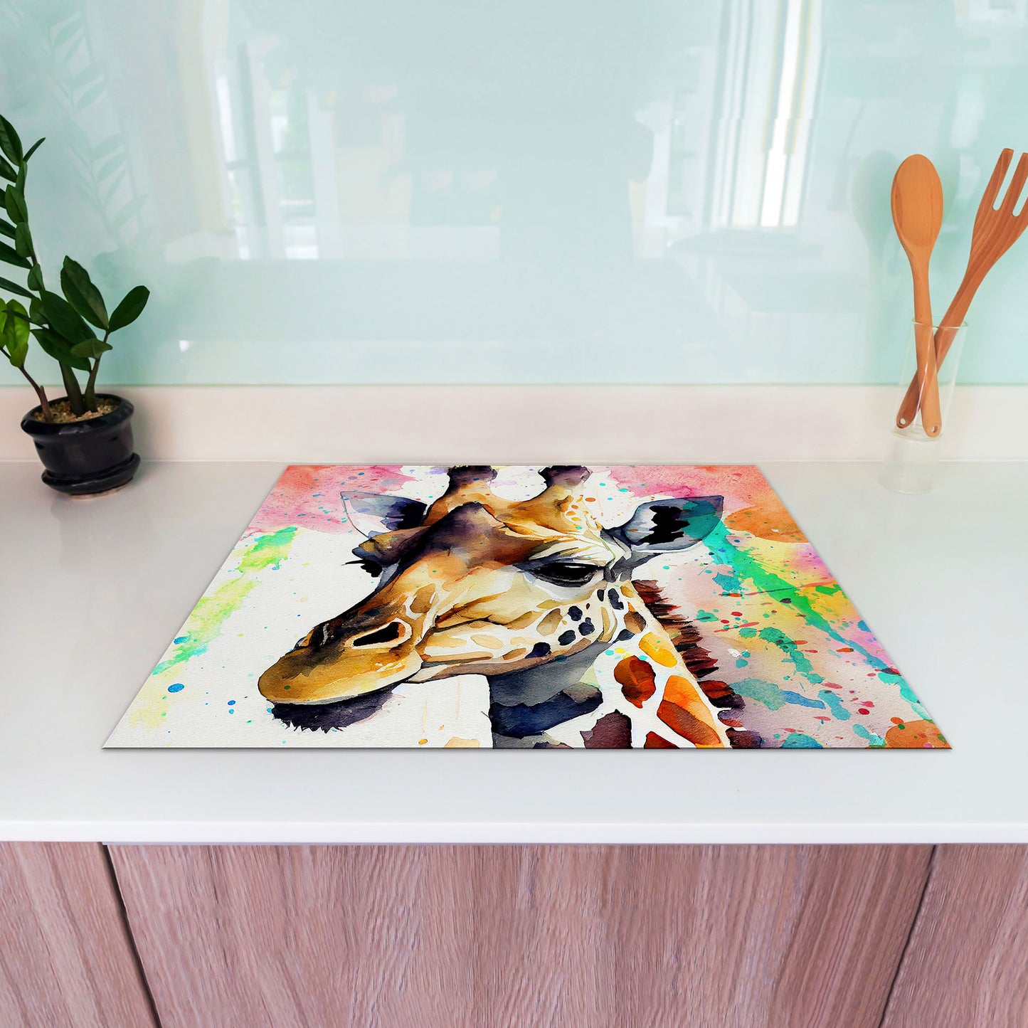 Giraffe Abstract Colour Herdabdeckplatte Induktionsschutz für Ceranfeld & Küche Deko