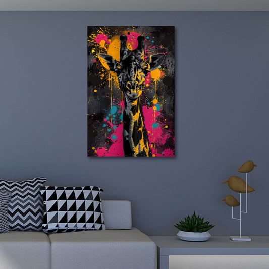 Giraffe Aquarell bunt als Kunstwerk Wandbild