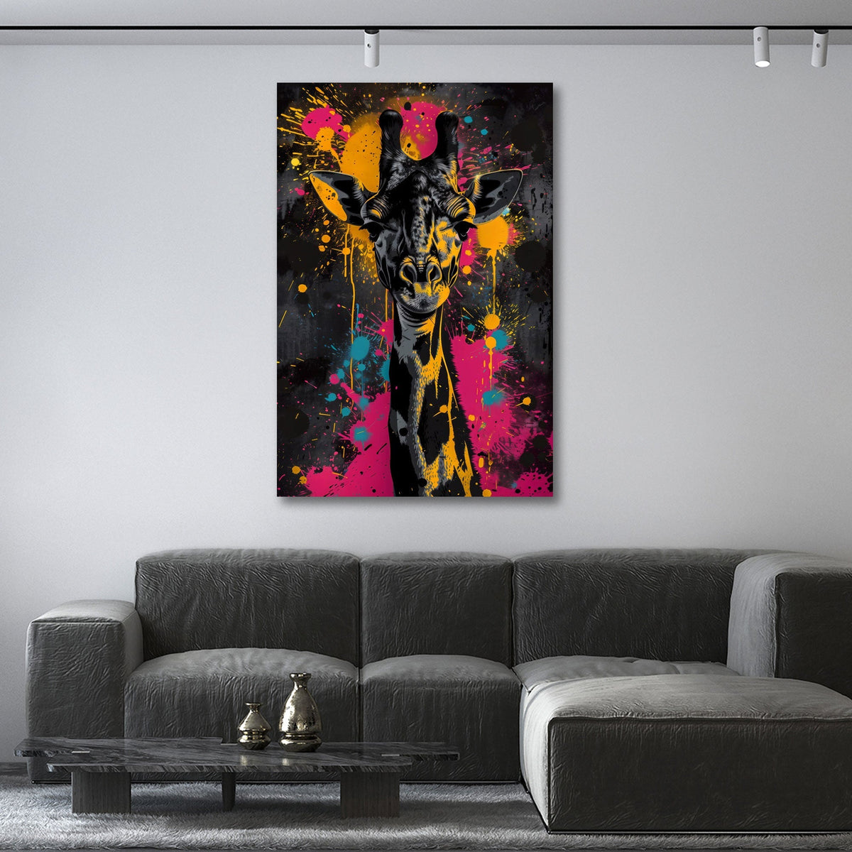 Giraffe in zarten Farbverläufen als Leinwandbild