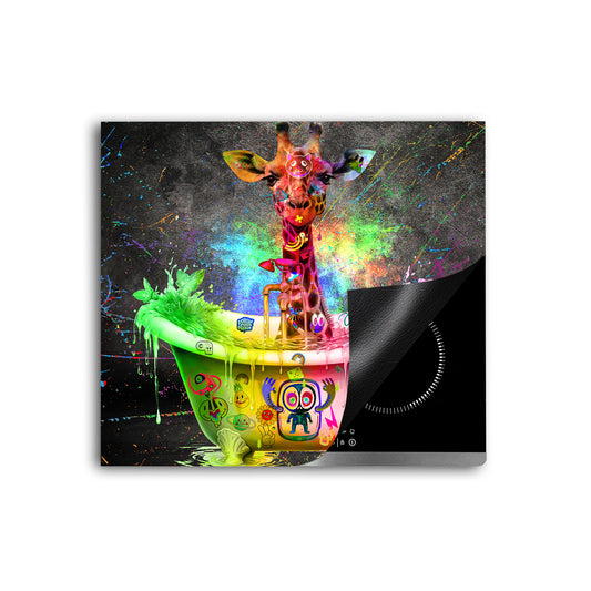 Giraffe Graffiti Pop Art Herdabdeckplatte Induktionsschutz für Ceranfeld & Küche Deko
