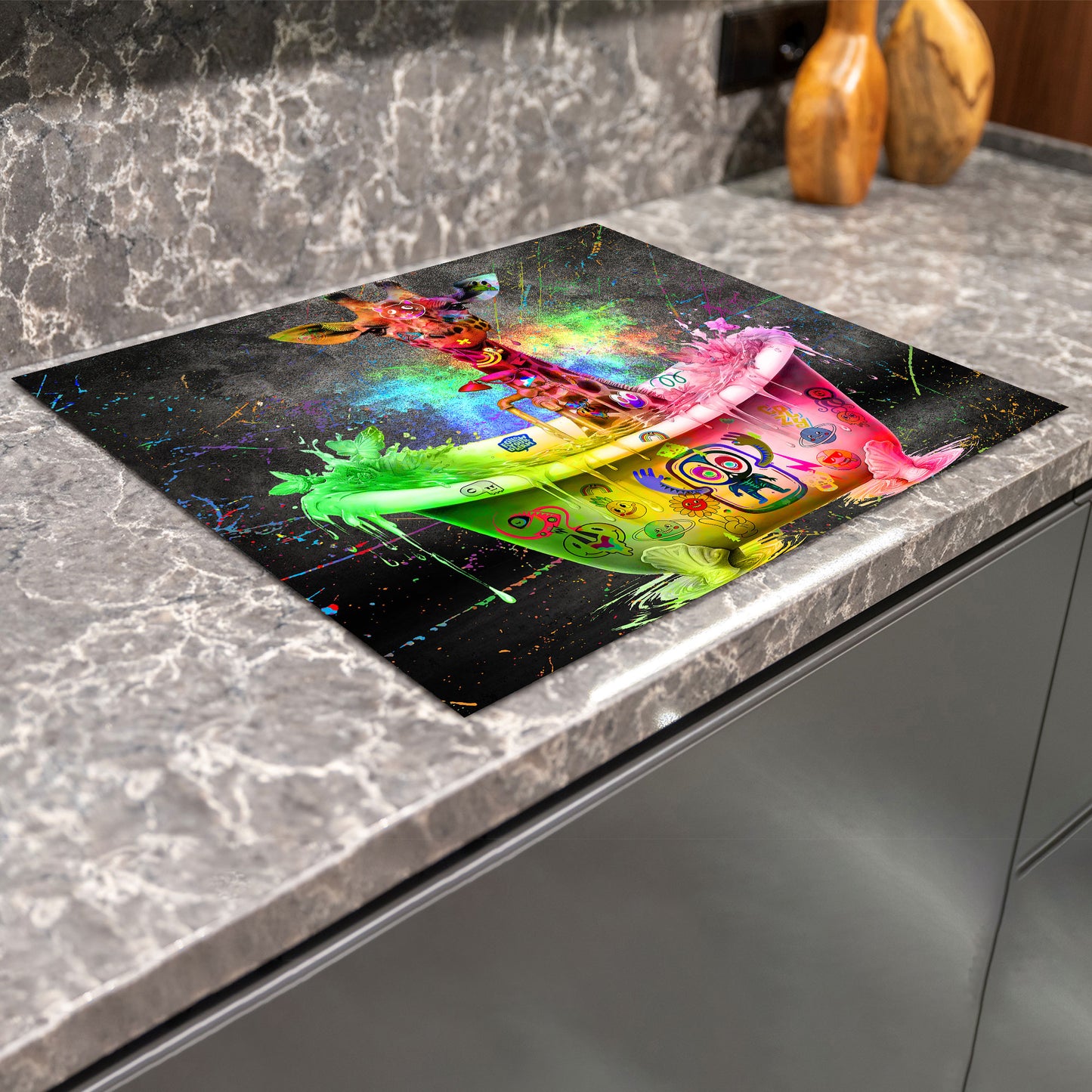 Giraffe Graffiti Pop Art Herdabdeckplatte Induktionsschutz für Ceranfeld & Küche Deko