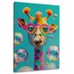 Giraffe mit pinker Brille Kinderzimmer Wandbild im Hochformat