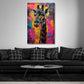 Giraffe in zarten Farbverläufen als Acrylglasbild im Wohnzimmer