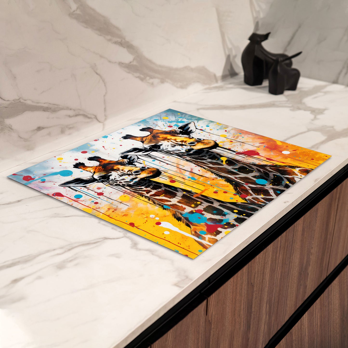 Giraffen Pop Art Herdabdeckplatte Induktionsschutz für Ceranfeld & Küche Deko