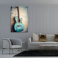 Gitarre in Tuerkis mit Notenblatt Aquarell Stil Wandbild