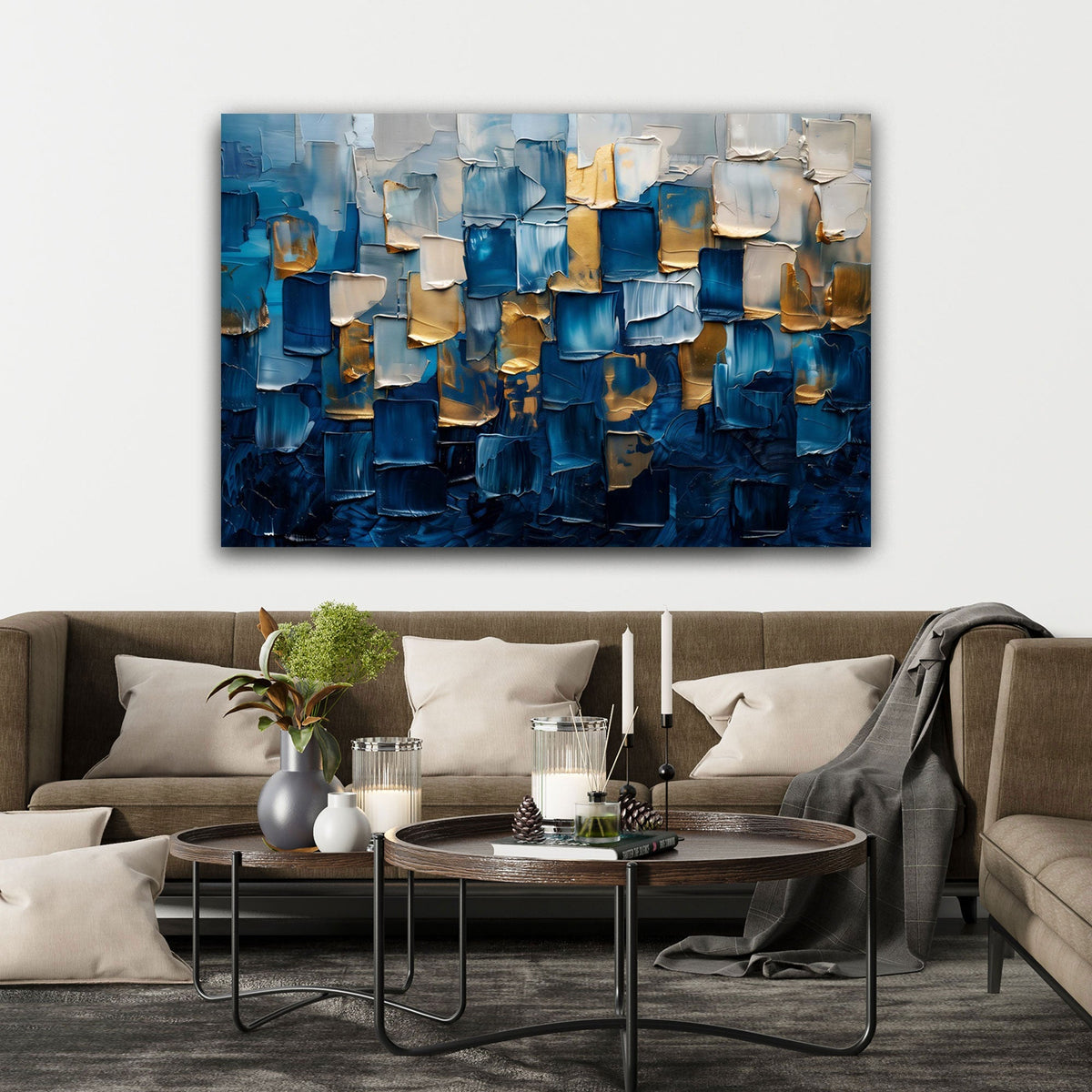 Gold Abstraktion Wandbild im Raum