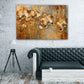 Goldene Blumen warm und elegant als Kunstwerk Wandbild
