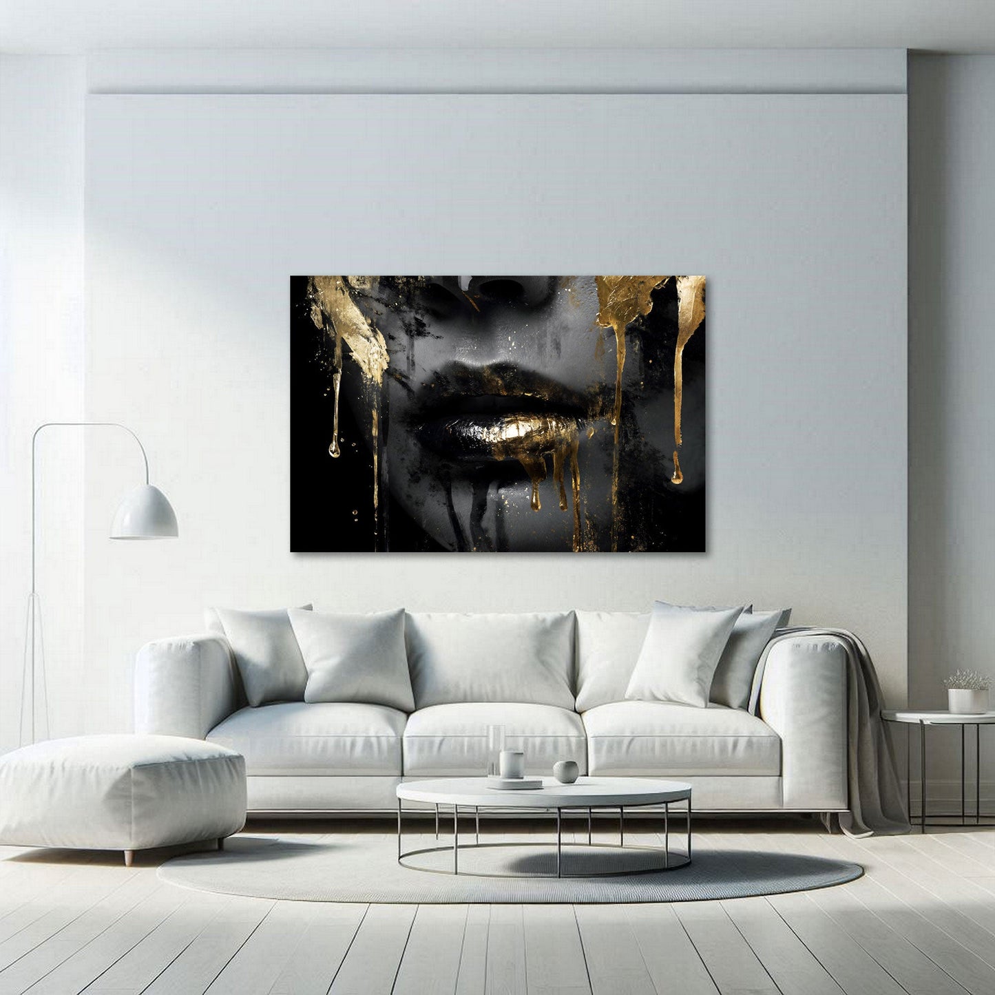 Goldene Lippen einer Frau mit sinnlicher Ausstrahlung Wandbild