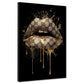 Goldene Lippen Luxus Kunst Mode Akzent Wandbild