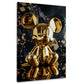 Goldene Mickey Figur vor dunklem Hintergrund Wandbild im Hochformat