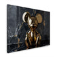 Goldene Mickey Skulptur auf schwarzem Marmor Wandbild im Querformat