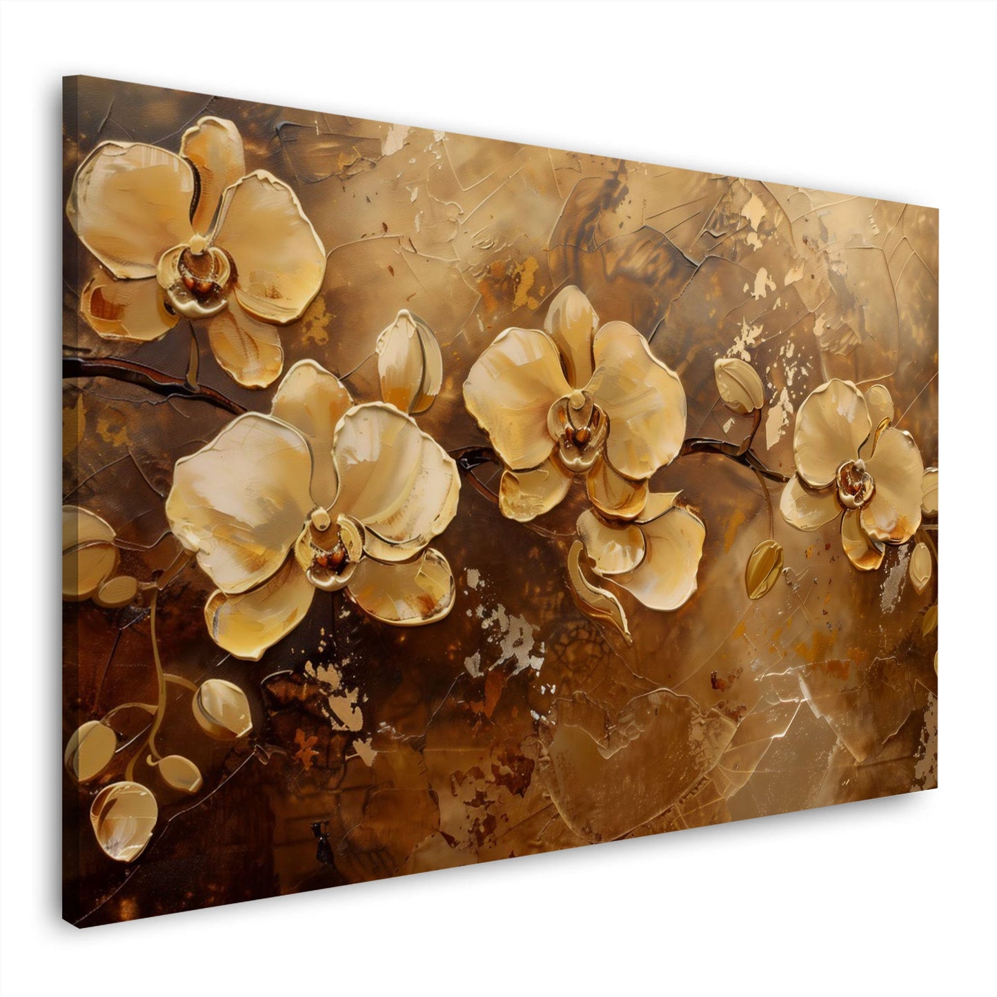 Goldene Orchideen abstrakt in Pastelltönen Wandbild