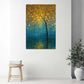 Goldener Baum Regen Spiegelung Wasser Wandbild