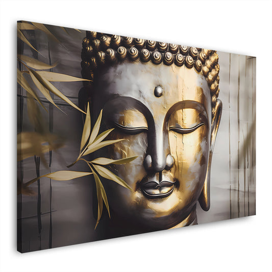 Goldener Buddha Zen Gesicht Asien Wandbild