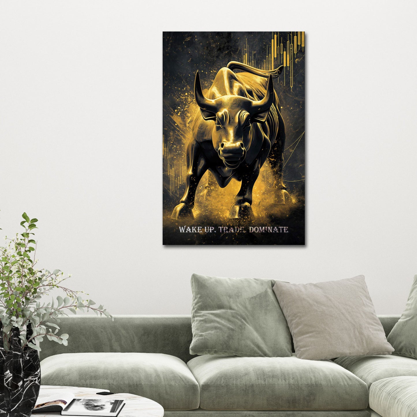 Goldener Bulle Börse Trading Erfolg wake up dominate Wandbild