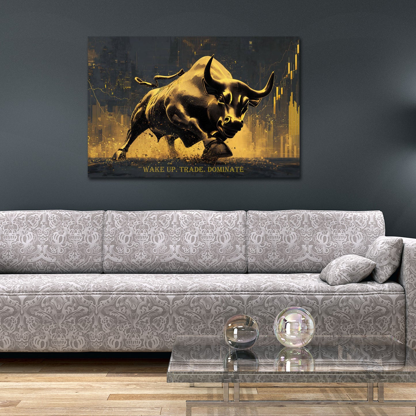 Goldener Bulle mit Börse Trading Erfolg Aktienmarkt Wandbild