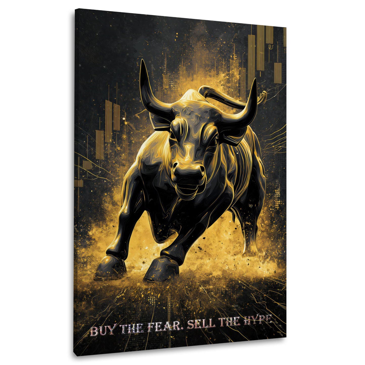 Goldener Bulle mit Börse Trading Erfolg buy the fear Wandbild