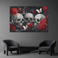 Gothic Totenköpfe mit Rosen und Schmetterlingen Wandbild